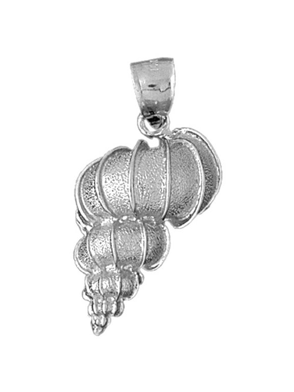 18K White Gold Conch Shell Pendant - 32 mm
