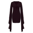 thumbnail image 4 of Lolmot Goth Dress Women's Plus Size Vintage Witch Dress Halloween Costumes Gothic Sexy Lace-Up V Neck Batwing Sleeve Mini Bodycon Dress, 4 of 5