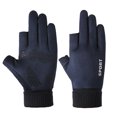 thumbnail image 1 of Gloves Men's Winter Cold-proof Windproof Warm Fleece-lined Touch Screen Outdoor Riding Driving Motorcycle Take-out Half Finger Leakage, 1 of 4