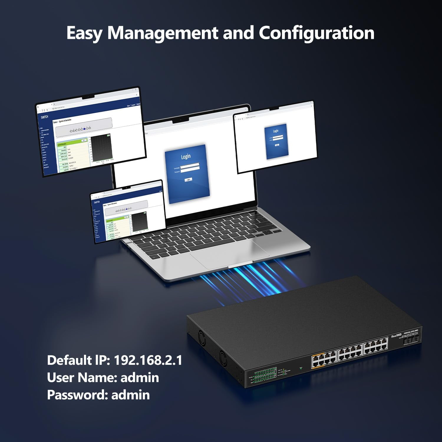 24 Port 2.5Gb PoE+ Managed Ethernet Network Switch 24 PoE+ Port @500W | PoE++ Port 1-4 Up to 90W Each | 2 x 10G SFP+ | IEEE 802.3bt/ at/ af | 160G Bandwidth | Metal Internet Switch | 19In Rack Mount