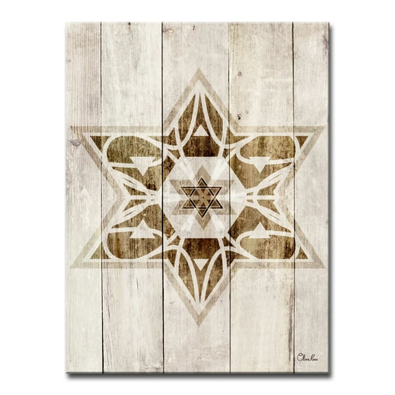 Crafted Creations Brown and Beige Star of David VII Rectangular Wall Art Decor 30" x 20"
