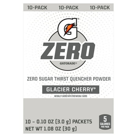 2 Pack - Gatorade Zero Glacier Cherry Powder 10 Pack Package May Vary