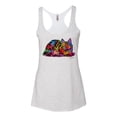 thumbnail image 2 of Wild Bobby, Colorful Rainbow Cat Animal Lover Tri-Blend Racerback Tank Top, Heather White, Small, 2 of 3