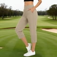 thumbnail image 2 of Stamzod Women's Golf Capri Pants Casual Yoga Dress Work Pants with Pockets Workout Athletic Travel Capris Beige-1 L, 2 of 8