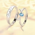thumbnail image 5 of Couple Rings A Pair of Simple Rings for Men and Women Adjustable Opening Silver Matching Rings with Animal Zodiac Design and Diamond Detailing His and Hers, 5 of 6