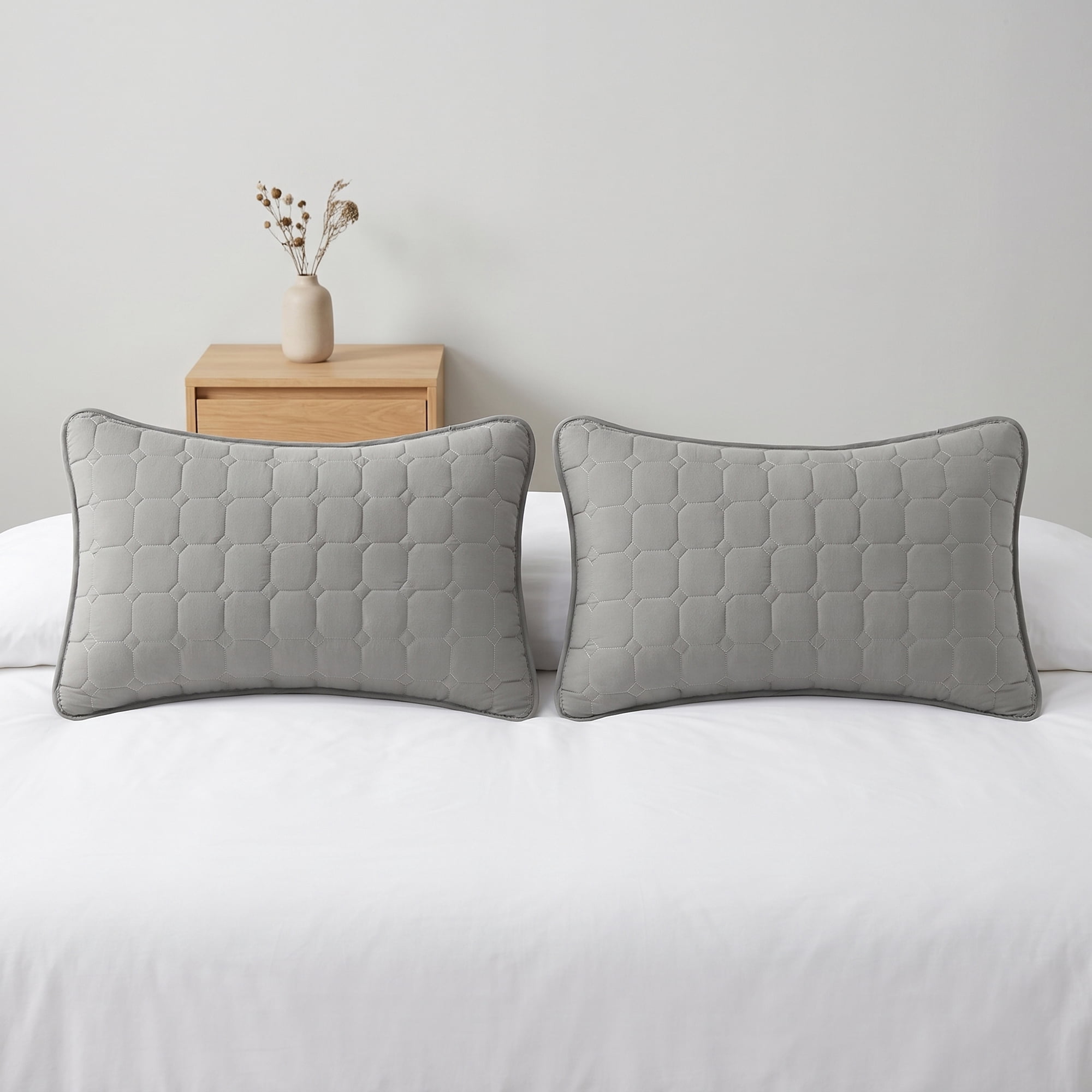 Unique Bargains Quilted Cotton Covers Pillow Protectors with Envelope Standard Size Gray