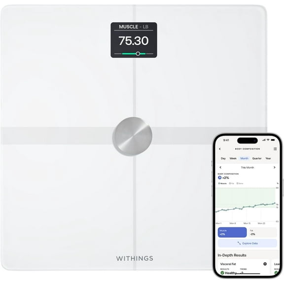 WITHINGS Body Smart - Accurate Scale for Body Weight and Fat Percentage, Body Composition Wi-Fi and Bluetooth Weight Scale, Baby Weight Scale, Smart Scale Apple Health Compatible, Bathroom Scale