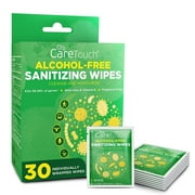 Care Touch Alcohol-Free Hand Sanitizing Wipes, 30 Individually Wrapped Hand Wipes with Vitamin E & Aloe Vera for Babies and Adults - Great for Sensitive Skin and All Skin Types