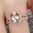 thumbnail image 6 of 10k Rose Gold Morganite Halo Engagement Ring With Diamond Moissanite 5.25 Carat 11x9mm Oval Split Shank Promise Band, 6 of 6