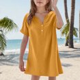 thumbnail image 5 of breaise Robe T-Shirt d'Été pour Fille, Manches Courtes, Décontractée, Col en V, Orange 130, 5 of 5