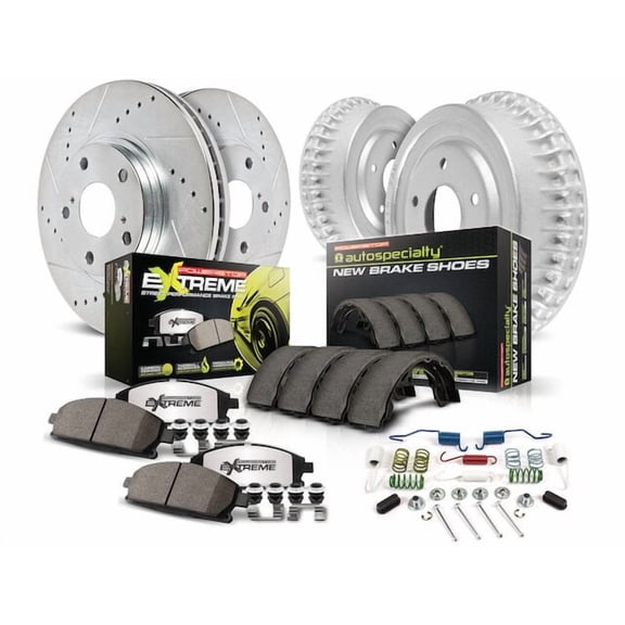 Front and Rear Brake Pad Rotor Shoe Drum Kit - Compatible with 1979 - 1990 Chevrolet Caprice - Power Stop