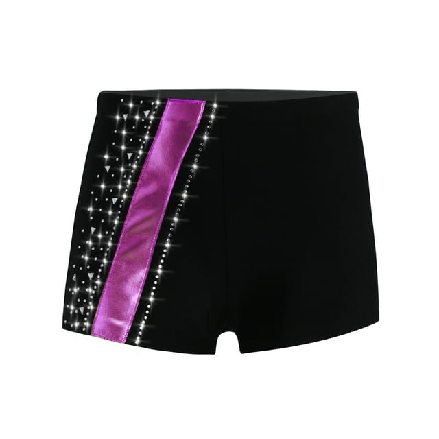 Moggemol Kids Girls Dance Shorts Ballet Gymnastics Dance Bottom Shiny Rhinestone Shorts Hot Pink 10