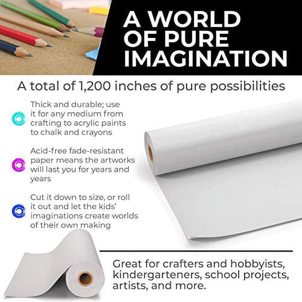 White Craft Paper - 100 Sheets of 18 x 24; Ideal for Paints, Wall Art, Easel Paper, Gift Wrapping Paper and Kids Crafts - Made in USA