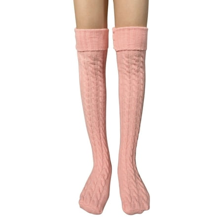 

Fanvereka Women Casual Knitted Stocking Solid Color Knee-High Socks Long Tube Socks