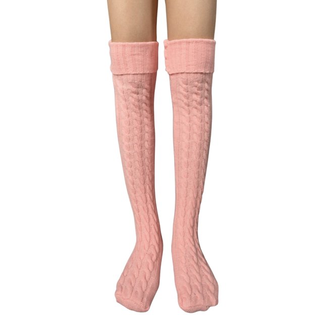 TheFound Female Knitted Stocking, Solid Color Knee-High Socks Long Tube Socks