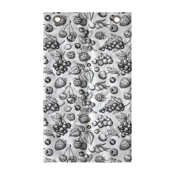 Fruit Hanging Pocket Organizer, Nostalgic Engraving of Summer Berries Blueberry Raspberry Strawberry Pattern, Printed Polyester Storage Bag with Pockets, 21" x 31", Charcoal Grey White