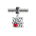 thumbnail image 2 of Bling Jewelry Womens Red Big Apple I Love New York Dangle Charm Bead Enamel Silver for Bracelet, 2 of 4