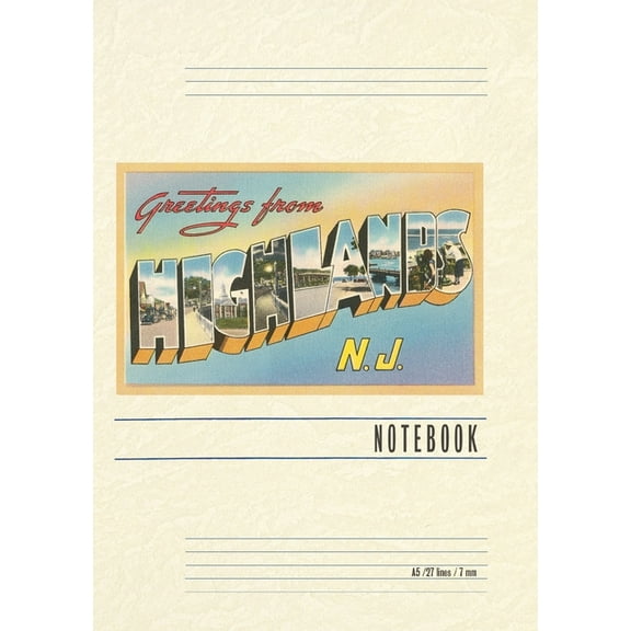 Vintage Lined Notebook Greetings from Highlands, New Jersey, (Paperback)