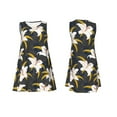 thumbnail image 7 of Sikiie Lilies Flowers Print Women's Sleeveless Dress with Pockets Round Neck Sundress, Suitable for Daily, Office, Vacation Summer Wear, 7 of 7