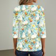 thumbnail image 6 of OIOLOYJM Womens Easter Shirts Funny Bunny Egg Print Henley Shirts Trendy Button V-Neck 3/4 Length Sleeve T-Shirt Spring Lightweight Pullover Tops Light Blue 3XL, 6 of 6