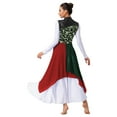 thumbnail image 2 of YiZYiF Women Print Sleeveless Liturgical Praise Dance Worship Tunic Chiffon Asymmetrical Dress Dark Green L, 2 of 7
