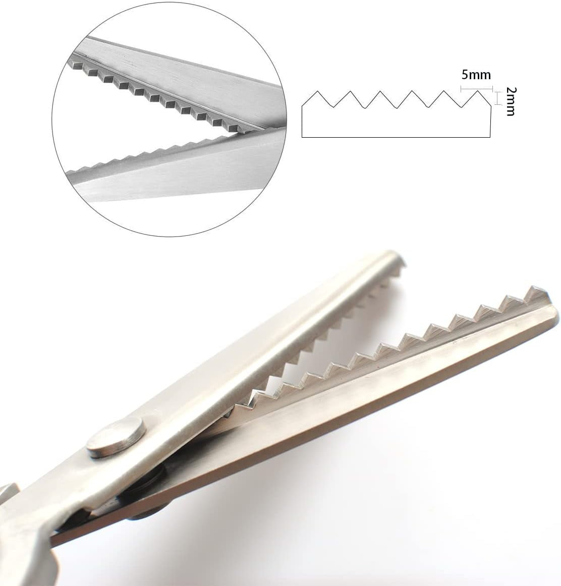 ABCISI All Stainless Steel Pinking Shears Scissors for Fabric, Heavy Duty Serrated Pinking Shears, Decorative Edge Zig Zag Cut Scissors for Cloth, Leather, Denim, Paper, 8 Inch