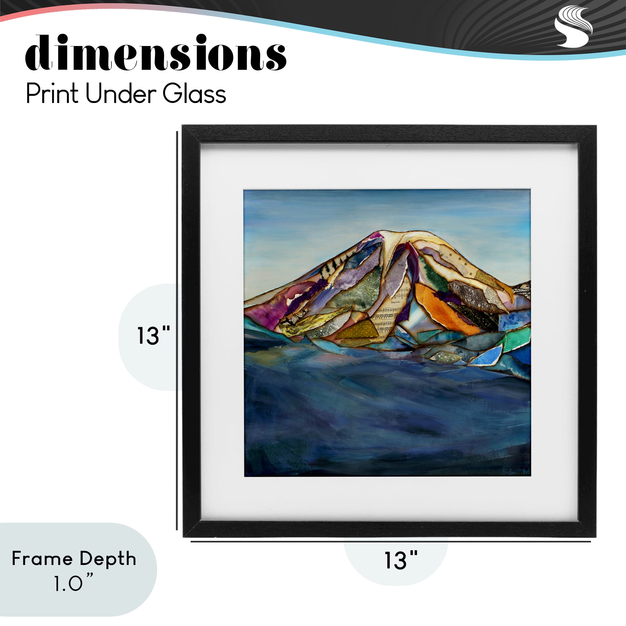 Stupell Industries Collaged Layers Mountain Black Framed Print Under Glass, design by Van Horne-Borcherding