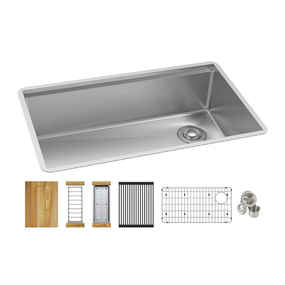 Elkay EFRU30169RTWC Crosstown 31-1/2" Undermount Single Basin Stainless Steel Kitchen Sink