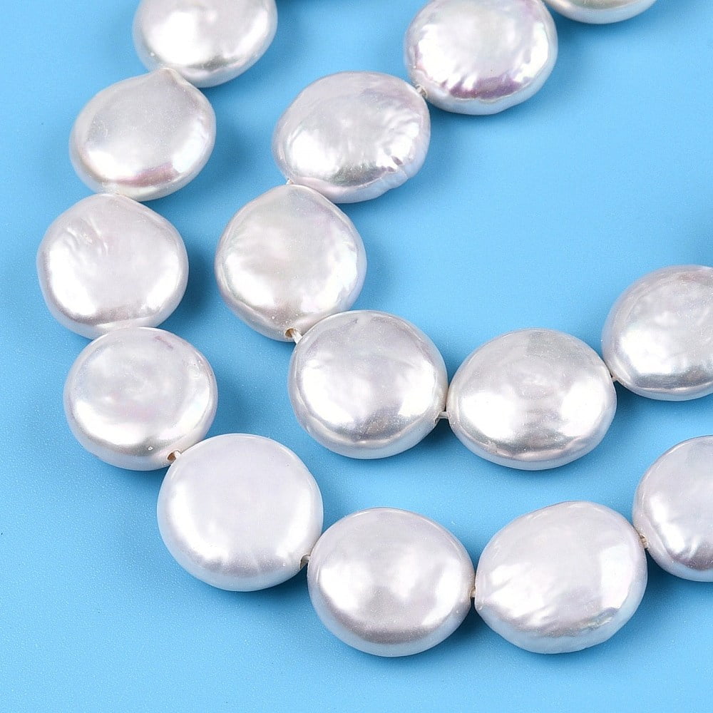 Natural Keshi Pearl Beads Strands Cultured Freshwater Pearl Baroque Pearls Flat Round Creamy White 12~15x10.5~13x3~8mm Hole: 0.7mm about 28~31pcs/strand 14.96~15.35 inch(38~39cm)