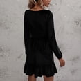 thumbnail image 4 of Gspmoly Robes pour Femmes, Robe Décontractée Aguichant Unie pour Femmes à Col en V à Manches Longues, Robes de Cocktail pour Femmes Offres du Jour, 4 of 5