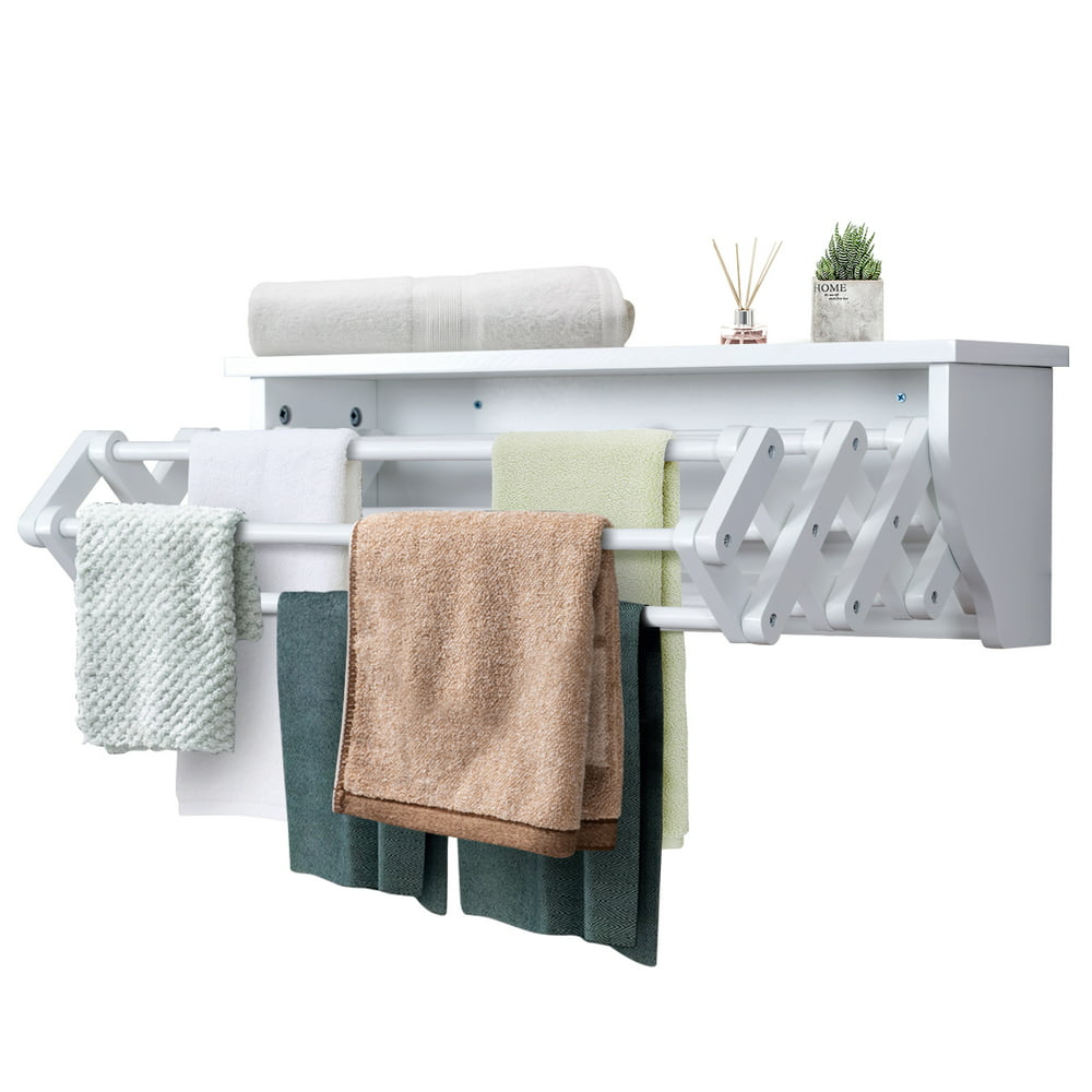 Costway Wall Mounted Drying Rack Folding Clothes Towel Laundry Room