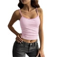 thumbnail image 2 of Women's Striped Spaghetti Strap Cami Top, Slim Fit Sleeveless Casual Tank Top, Basic Summer Camisole Tee for Daily Layering Wear 05-Pink S, 2 of 5