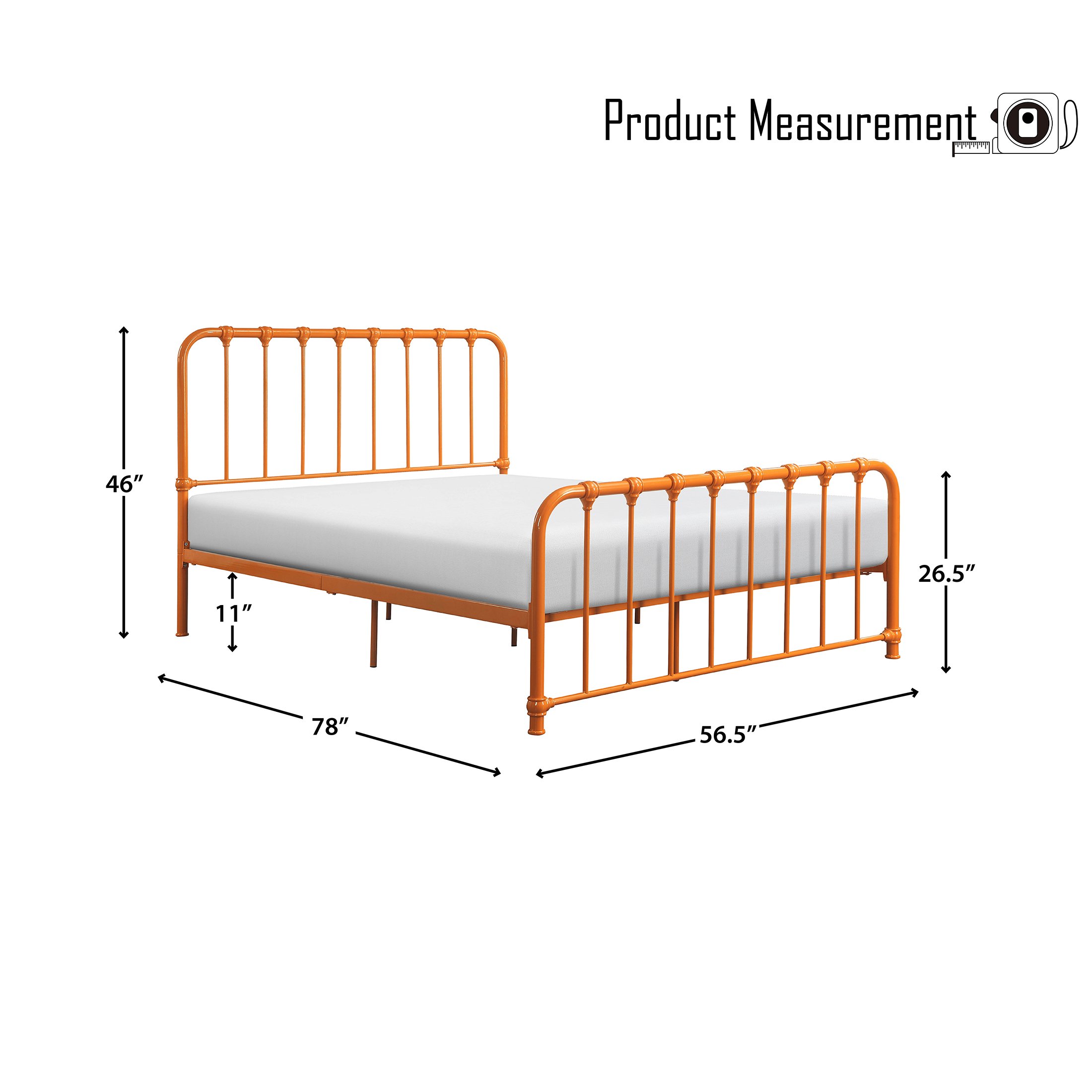 OakvillePark Umatilla Metal Platform Bed, Full, Orange