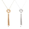 thumbnail image 3 of Youkk Collier Chaîne Style Simple Ras-de-Cou à Franges Pendentif Rond Colliers de Chandail avec Pompons Fête Banquet Cadeaux pour Femmes Or, 3 of 6