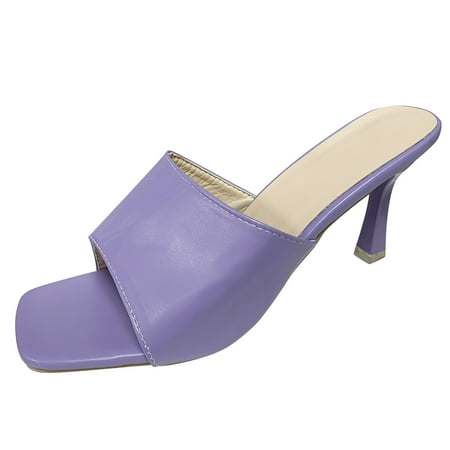 

High Heels For Women Ladies Shoes Solid Color Fashion Casual Sandals Thin Heels High Heel Sandals High Heels For Girls Pu Purple 39