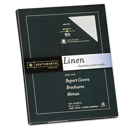 Southworth Card Stock, Linen, White, 8.5 x 11, 100 Sheets