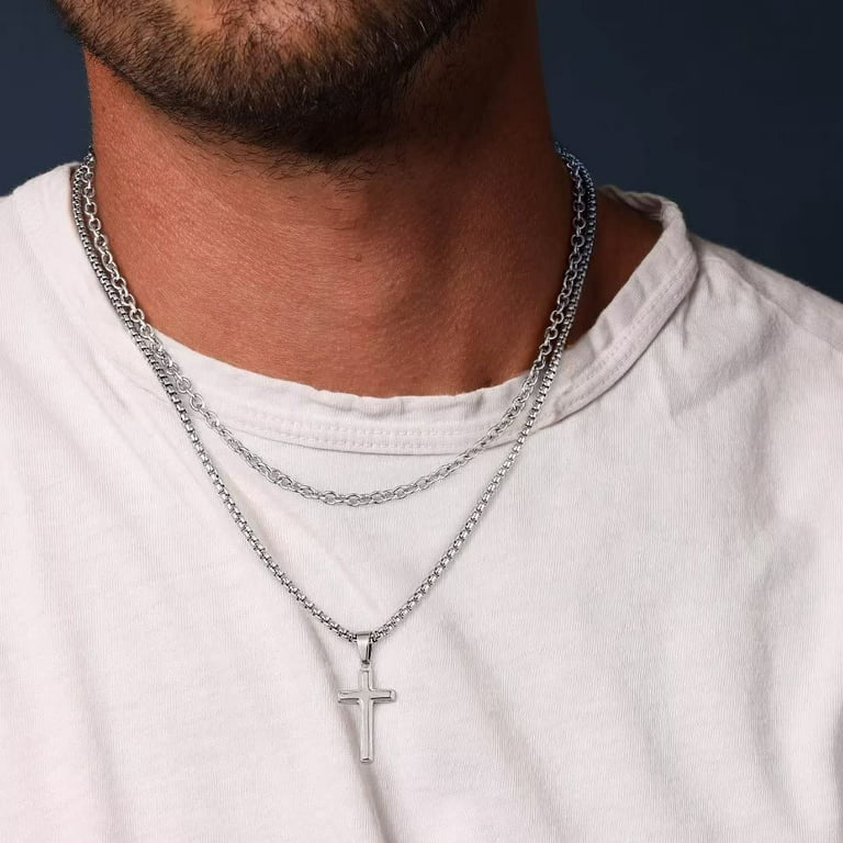 TINGN Layered Rope Chain Necklace for Men 18K Gold Silver Black Stainless  Steel Rope Chain Necklace for Men Women Boy Girls Jewelry Gifts 