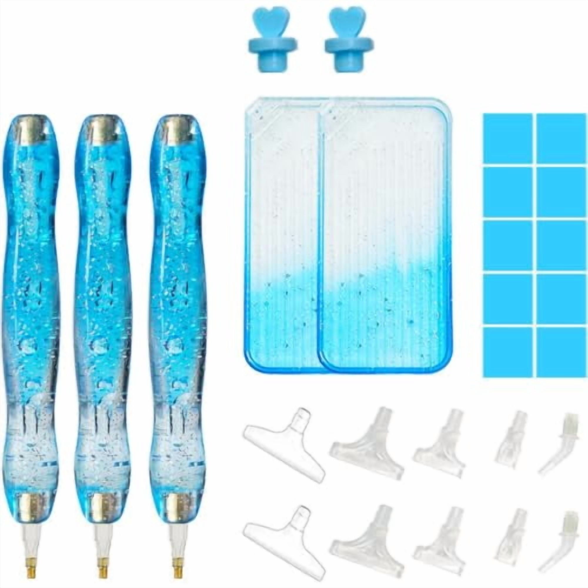 XYG Diamond Painting Pen Kit Ergonomic Comfort Grip Diamond Art Tools for Adults and Beginners DIY Craft with 27Pcs Interchangeable Tips and Accessories Blue