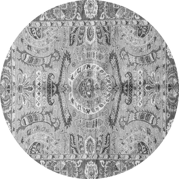 Ahgly Company Indoor Round Abstract Gray Modern Area Rugs, 6' Round