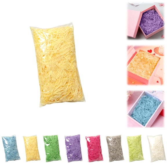 Raffia Paper Shreds, Easter Grass Paper, Crinkle Cut Paper Shred Filler for Gift Wrapping & Basket Filling (Fluorescence Yellow)