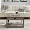 thumbnail image 2 of Walker Edison Table Basse Carrée Moderne pour Salon avec Ottoman de Rangement 30 Pouces, Gris Lavé, 2 of 5