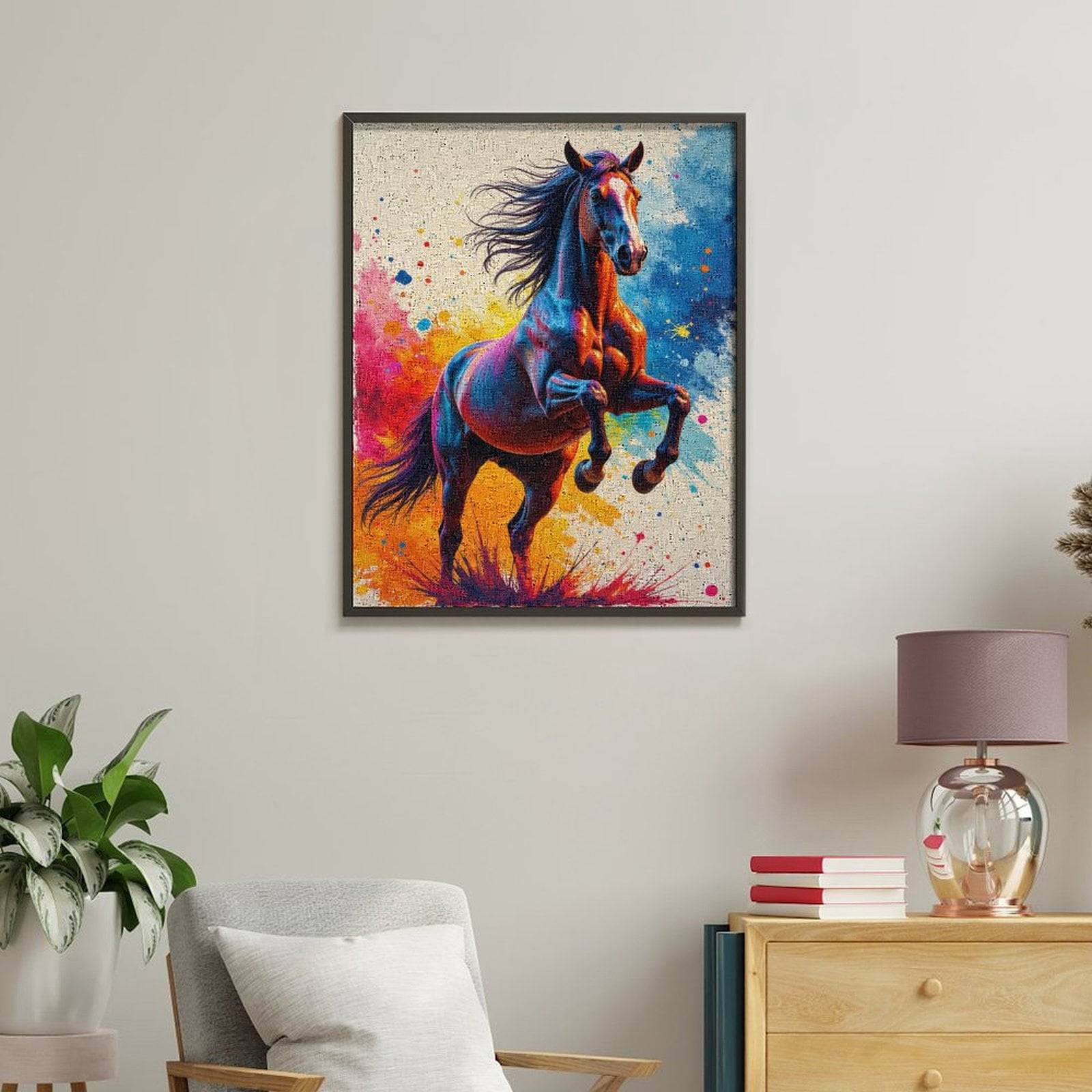 Paint By Numbers Kit for Adults Beginner - DIY Vibrant Horse Colorful Splash Art Canvas Painting Kits for Adults, Frameless Paint By Number for Adults for Home Wall Decor 16x20 Inch