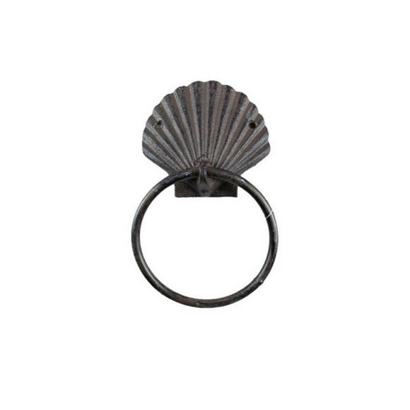 Cast Iron Seashell Towel Holder 8.5 Inch - Seashell Decoration - Sea Home Decor