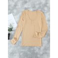 thumbnail image 3 of Womens Casual V Neck Button Down Blouses Long Sleeve Solid Color Slim Fit Knit Tunic Tops, 3 of 6