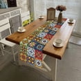thumbnail image 3 of Linen Mexican Talavera Ceramic Tile Table Runner 72 Inches Long Mexican Fiesta Tablecloth Cinco De Mayo Party Decoration and Supplies for Table, 3 of 5
