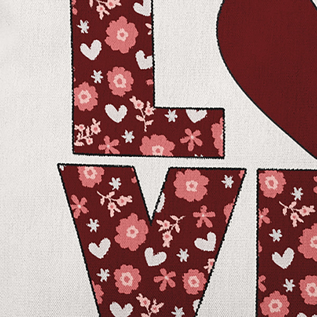 26"x26" Simply Daisy Valentines LOVE with Flowers Poly Accent Pillow, Maroon Qty 1