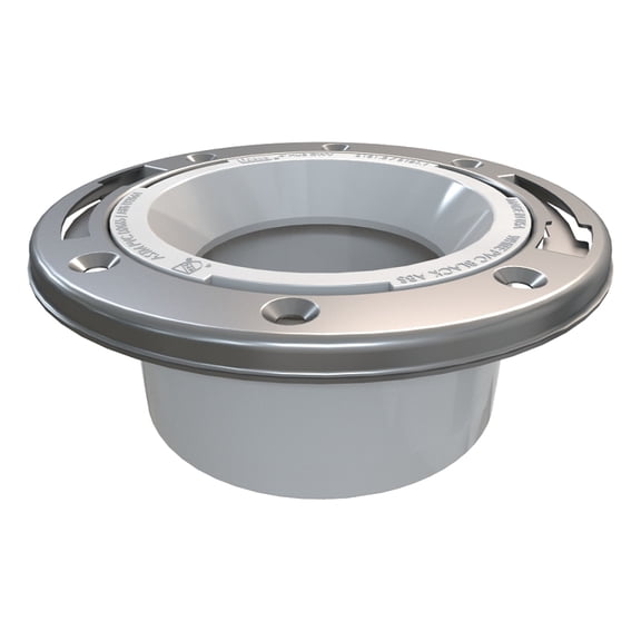 Oatey 43499 PVC Level-Fit Closet Flange w/Stainless Steel Ring, 4"