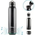 thumbnail image 2 of Vacuum Insulated Premium Water Bottle with Rechargeable Bluetooth Speaker - Steel Double Wall Design + Lights, Convenient drinking spout, Lid Lock, and Carry Handle (700ml/23.6 oz) Black, 2 of 7
