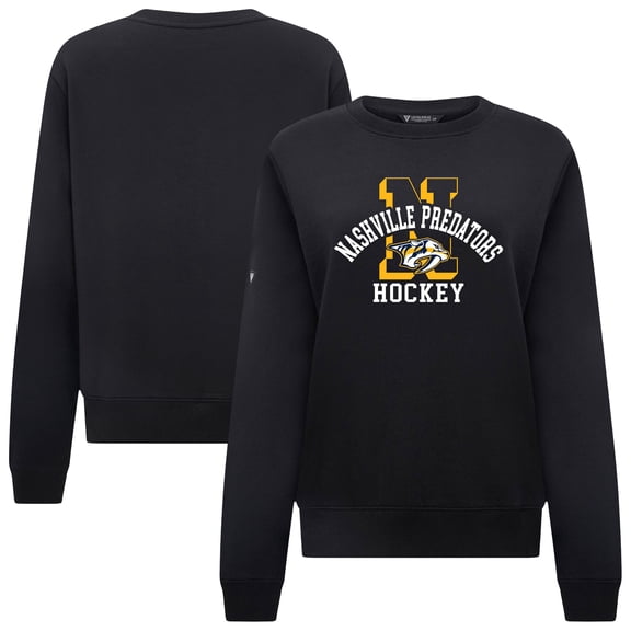 Women's Levelwear Black Nashville Predators Yvette Limelight Big Letter Sweatshirt