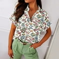thumbnail image 4 of XFLWAM Womens Casual Short Sleeve Button Down Shirts Summer Cotton Solid Color Top Blouses with Pockets Multicolor XXL, 4 of 6